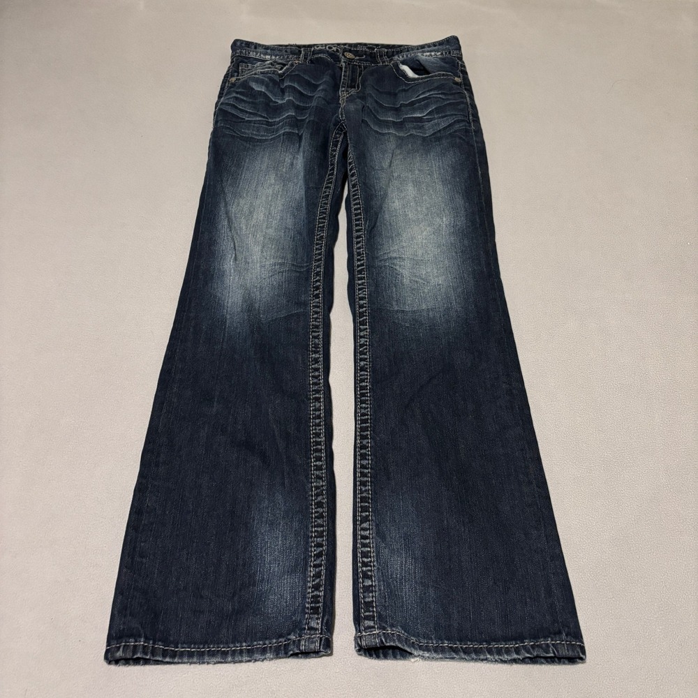 Warehouse One Mens Size 32 Straight Leg Jeans Thick Stitch Distressed